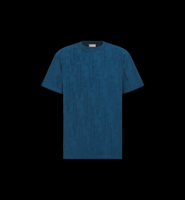 T-shirt Dior Oblique, coupe relax bleu foncé