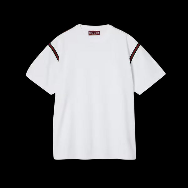 T-shirt Gucci Blanc en jersey de coton avec bande Web