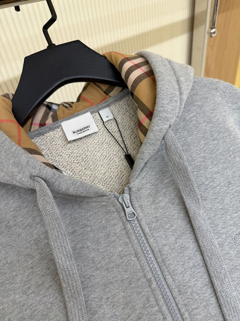 Burberry Hoodie Zip Logo – Gris