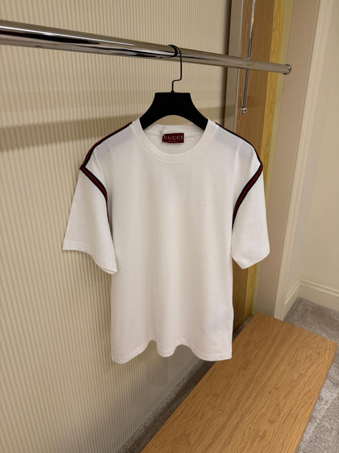 T-shirt Gucci Blanc en jersey de coton avec bande Web