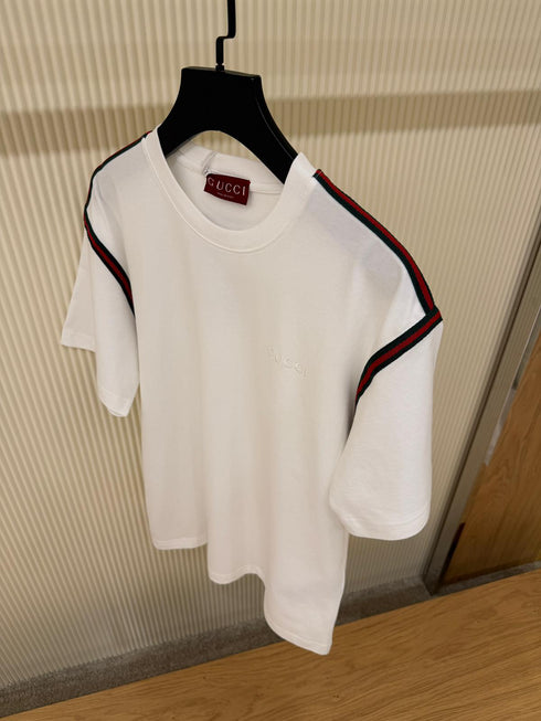 T-shirt Gucci Blanc en jersey de coton avec bande Web
