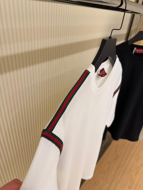 T-shirt Gucci Blanc en jersey de coton avec bande Web